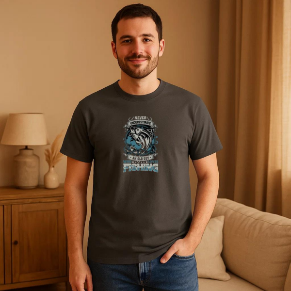 old guy loves fishing vector T-Shirt - Image 2