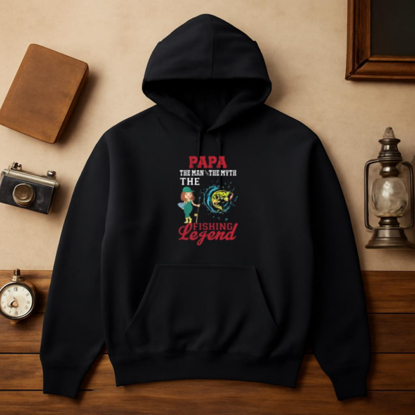 papa man math fishing legend Hoodie - Image 3