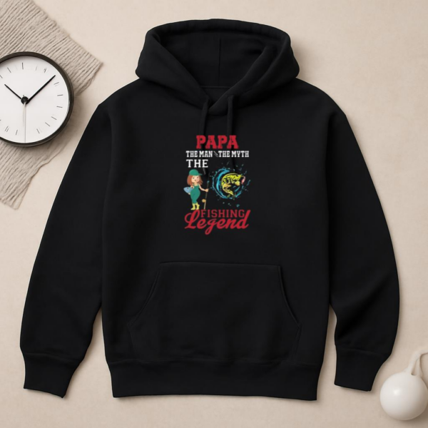 papa man math fishing legend Hoodie - Image 2