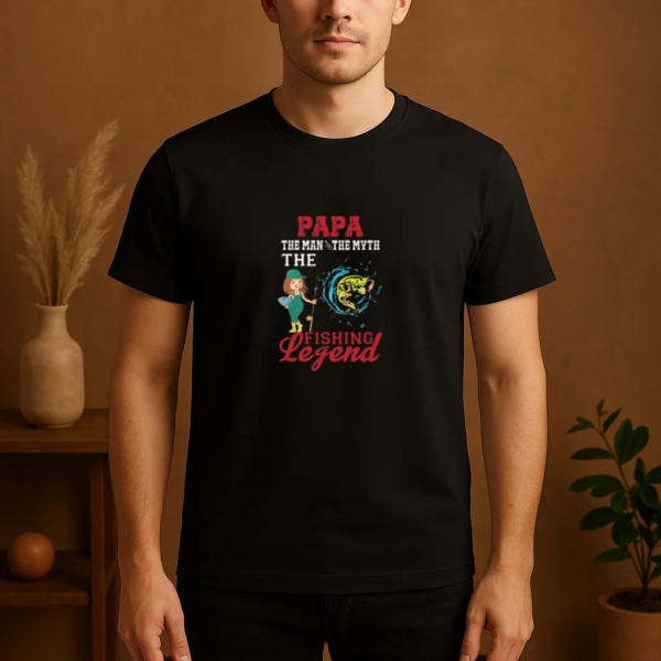 papa man math fishing legend T-Shirt - Image 4