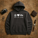 Peace Love Catfish Fishing Hoodie