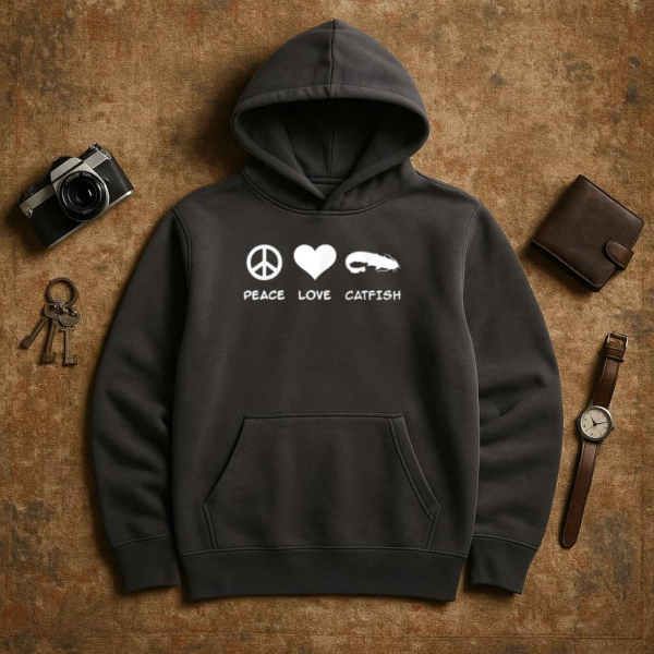 Peace Love Catfish Fishing Hoodie - Image 3