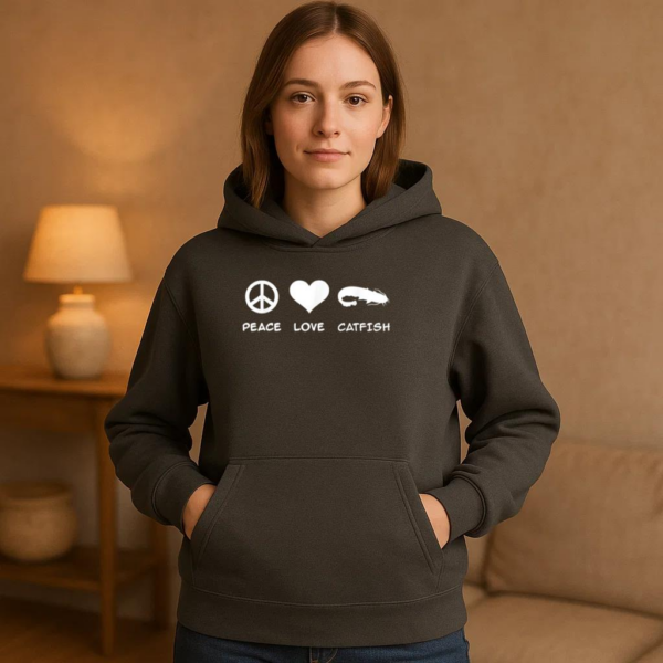 Peace Love Catfish Fishing Hoodie - Image 2