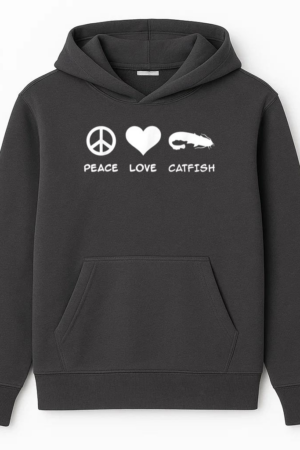 Peace Love Catfish Fishing Hoodie