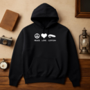 Peace Love Catfish Fishing Hoodie