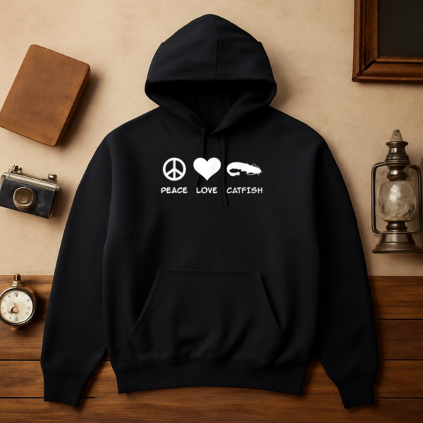 Peace Love Catfish Fishing Hoodie - Image 3