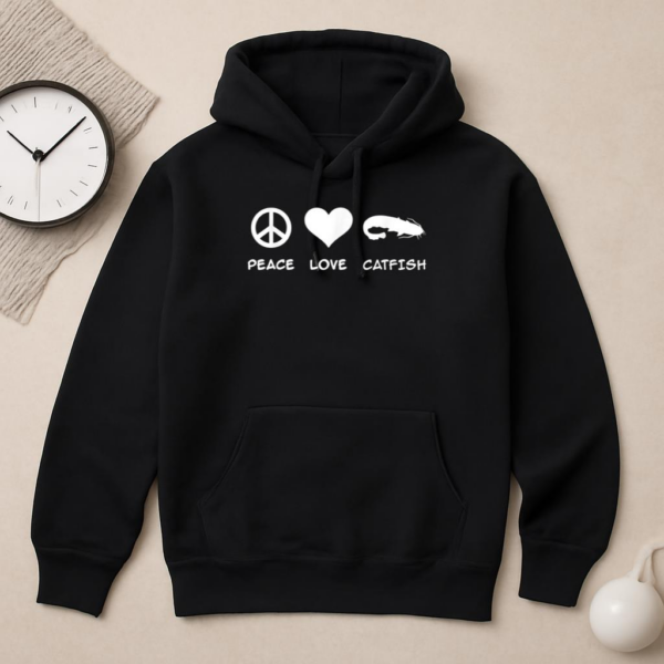 Peace Love Catfish Fishing Hoodie - Image 2