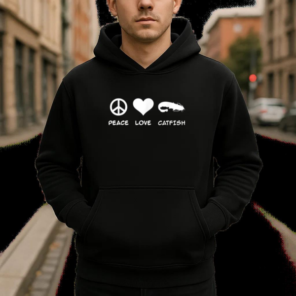 Peace Love Catfish Fishing Hoodie - Image 4