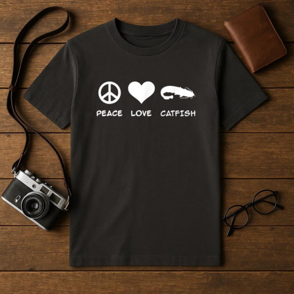Peace Love Catfish Fishing T-Shirt - Image 4