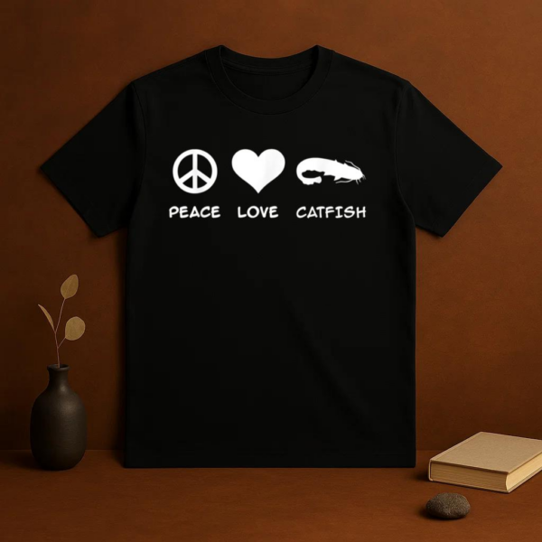 Peace Love Catfish Fishing T-Shirt - Image 3