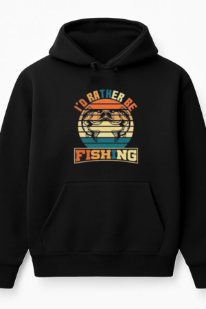 rather be fishing retro tshirt Hoodie