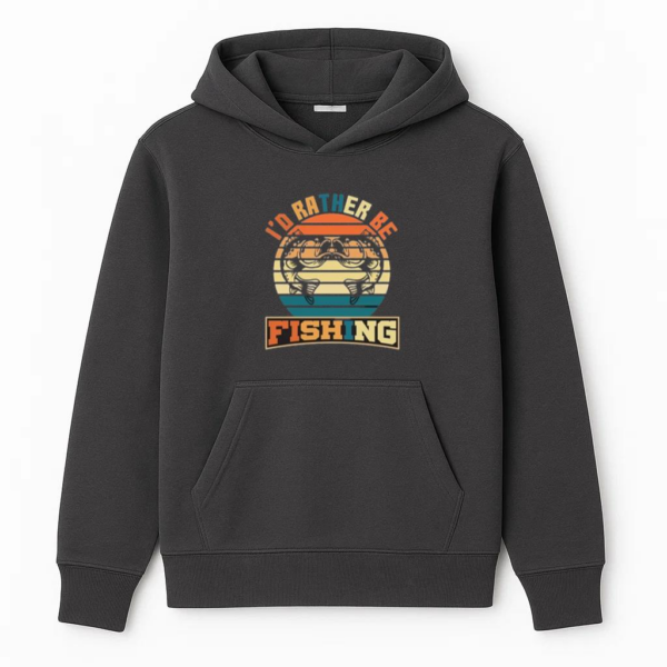 rather be fishing retro tshirt Hoodie