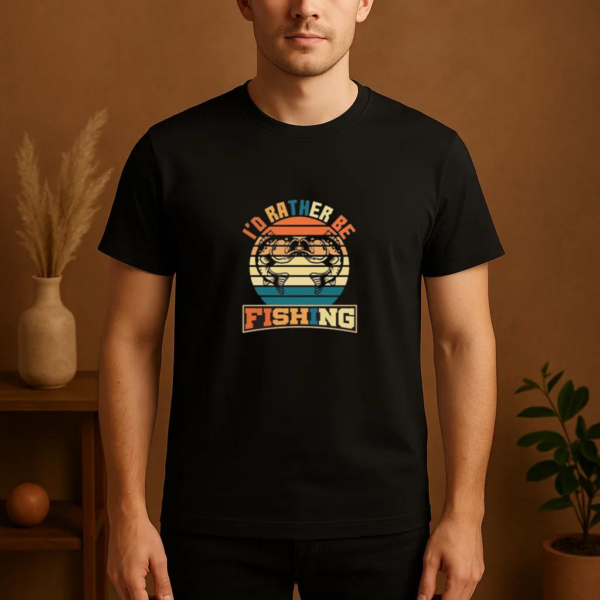 rather be fishing retro tshirt T-Shirt - Image 4