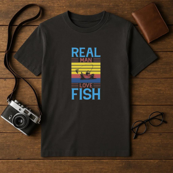 real man love fish tshirt T-Shirt - Image 4